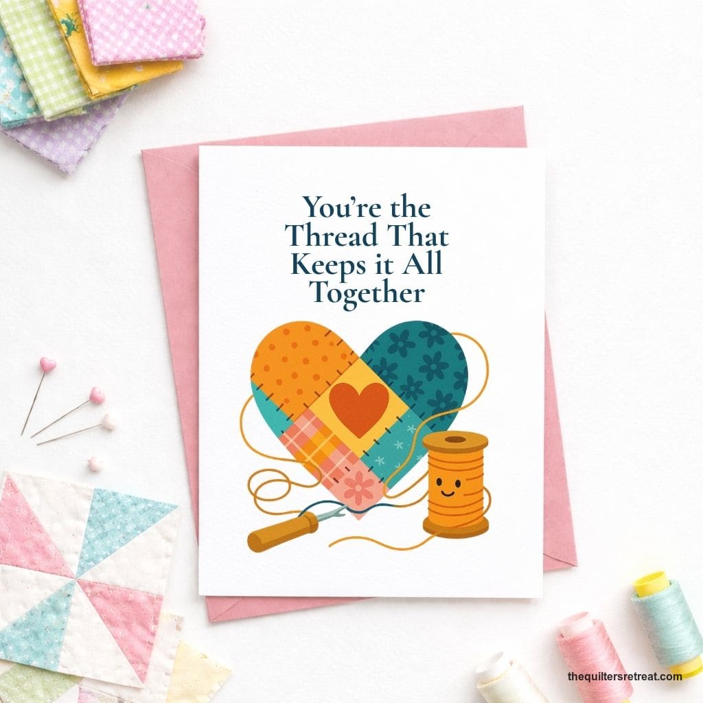You’re the Thread That Keeps It All Together – Quilting Thank You Card for Quilters and Sewing Friends
