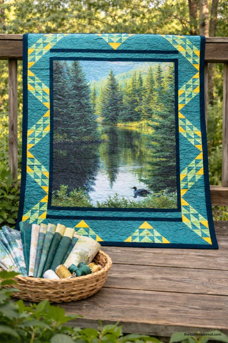Balsam & Loon Lake Quilt Kit – Meadowlight Pattern Edition – Includes Panel, Coordinated Fabric and Pattern