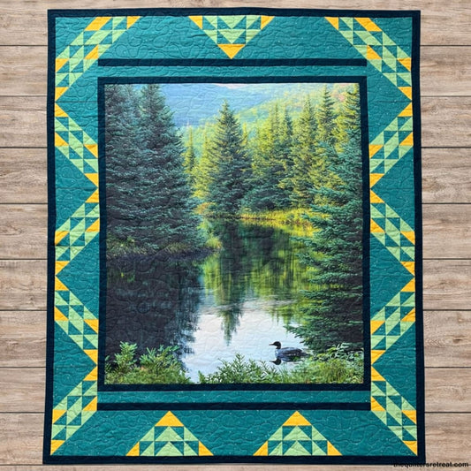 Balsam & Loon Lake Quilt Kit – Meadowlight Pattern Edition – Includes Panel, Coordinated Fabric and Pattern