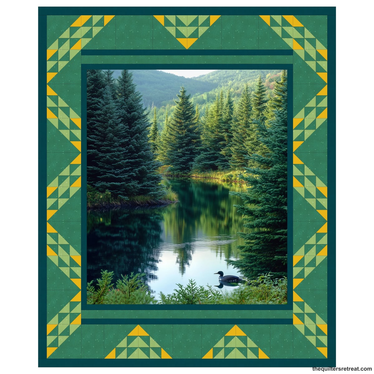 Balsam & Loon Lake Quilt Kit – Meadowlight Pattern Edition – Includes Panel, Coordinated Fabric and Pattern