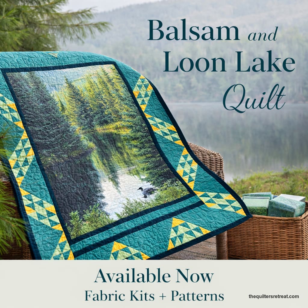 Balsam & Loon Lake Quilt Kit – Meadowlight Pattern Edition – Includes Panel, Coordinated Fabric and Pattern
