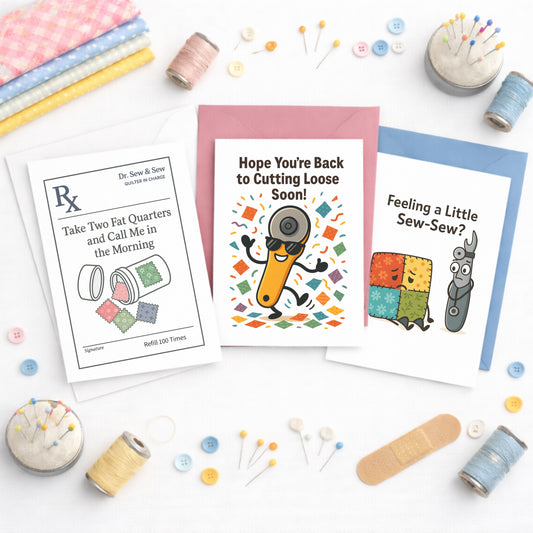 Get Well Card Set for Quilters – 3-Pack Funny Quilting Greeting Cards