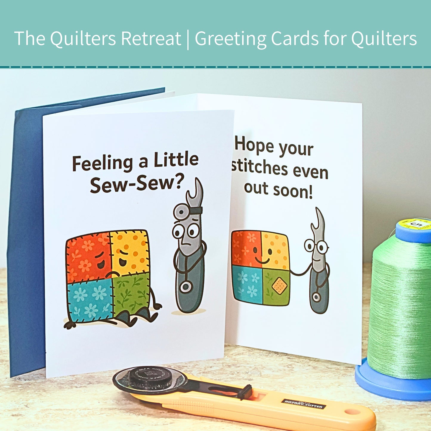 Get Well Card Set for Quilters – 3-Pack Funny Quilting Greeting Cards