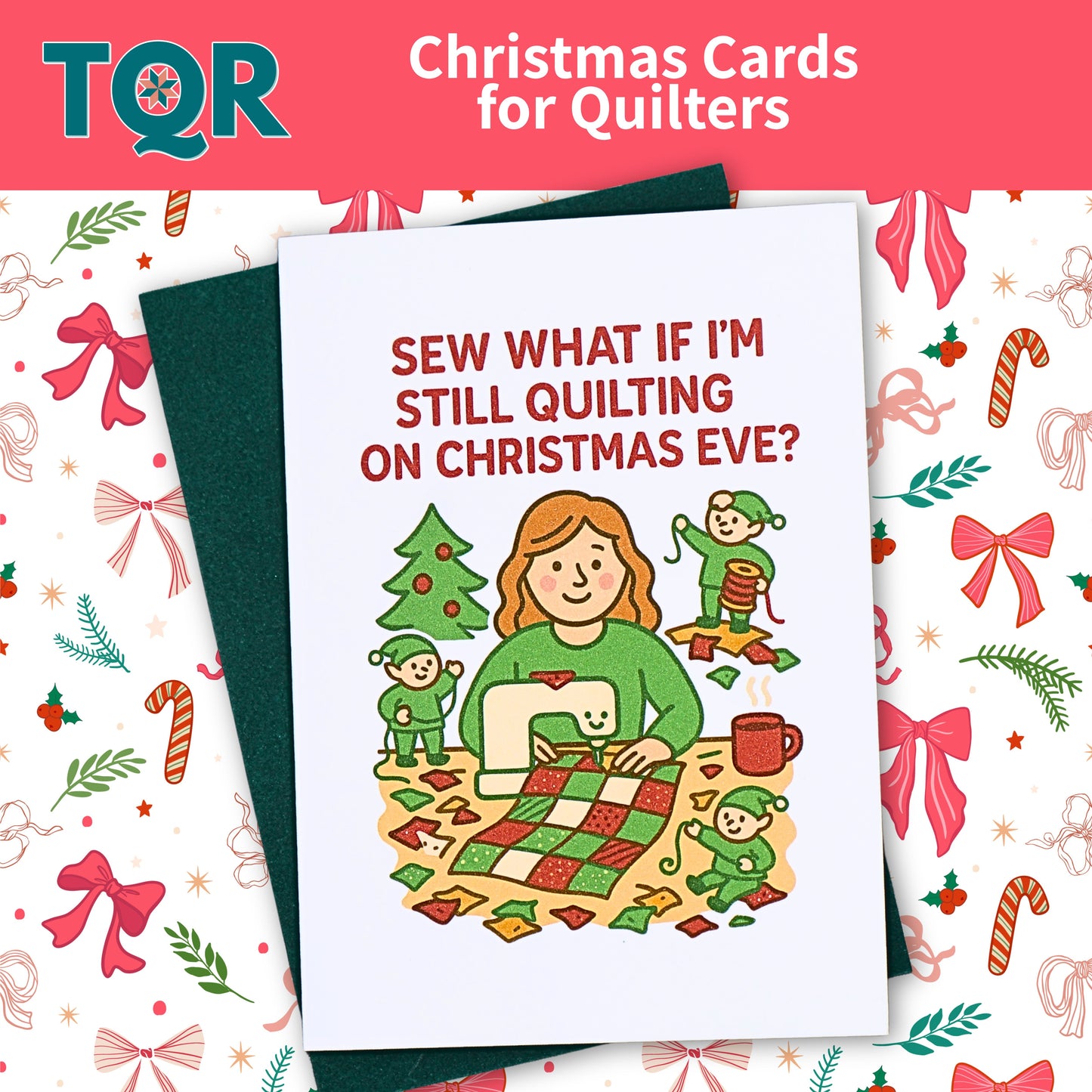 Christmas Cards for Quilters – Pack of 3 (Set 2) | Funny Quilting Holiday Cards