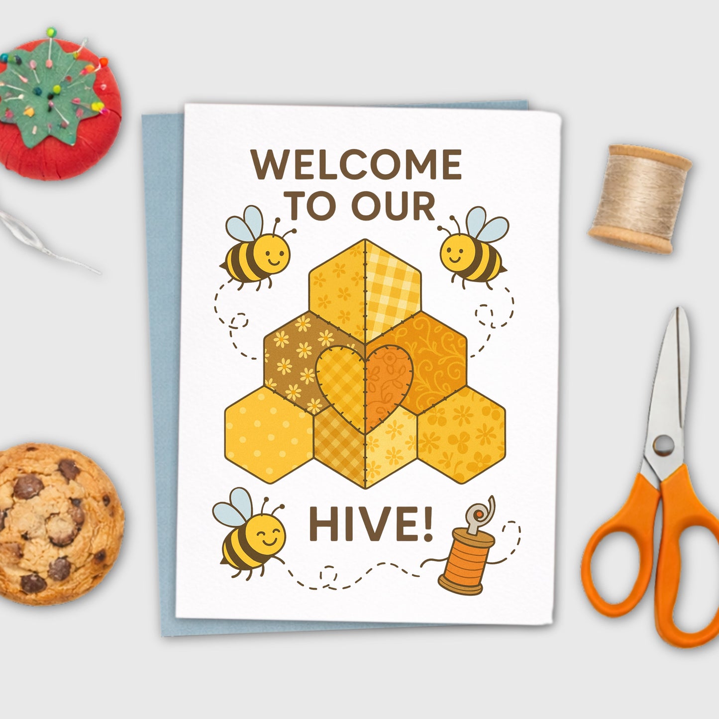 Welcome to our Hive – Quilting Bee Card for Quilting Bees and Sewing Circles
