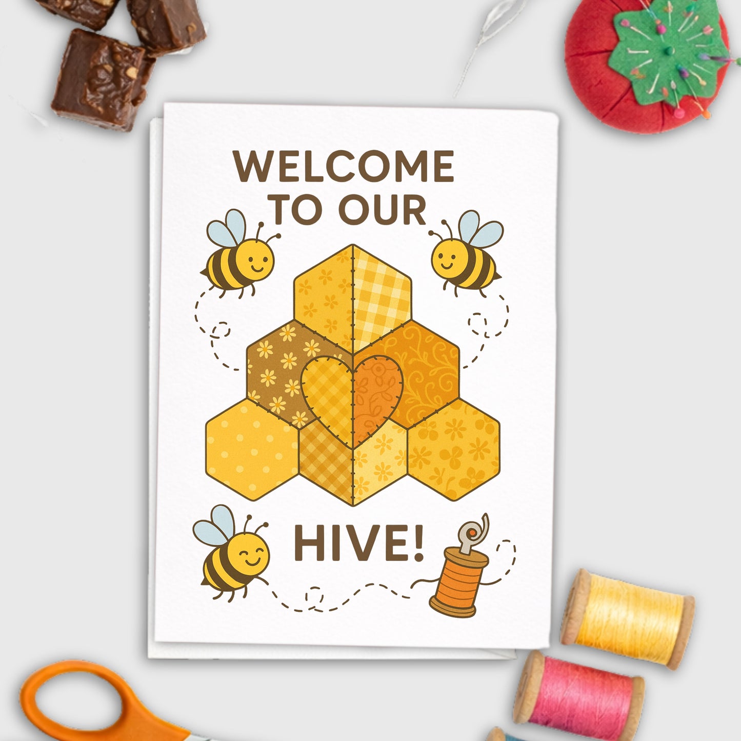 Welcome to our Hive – Quilting Bee Card for Quilting Bees and Sewing Circles