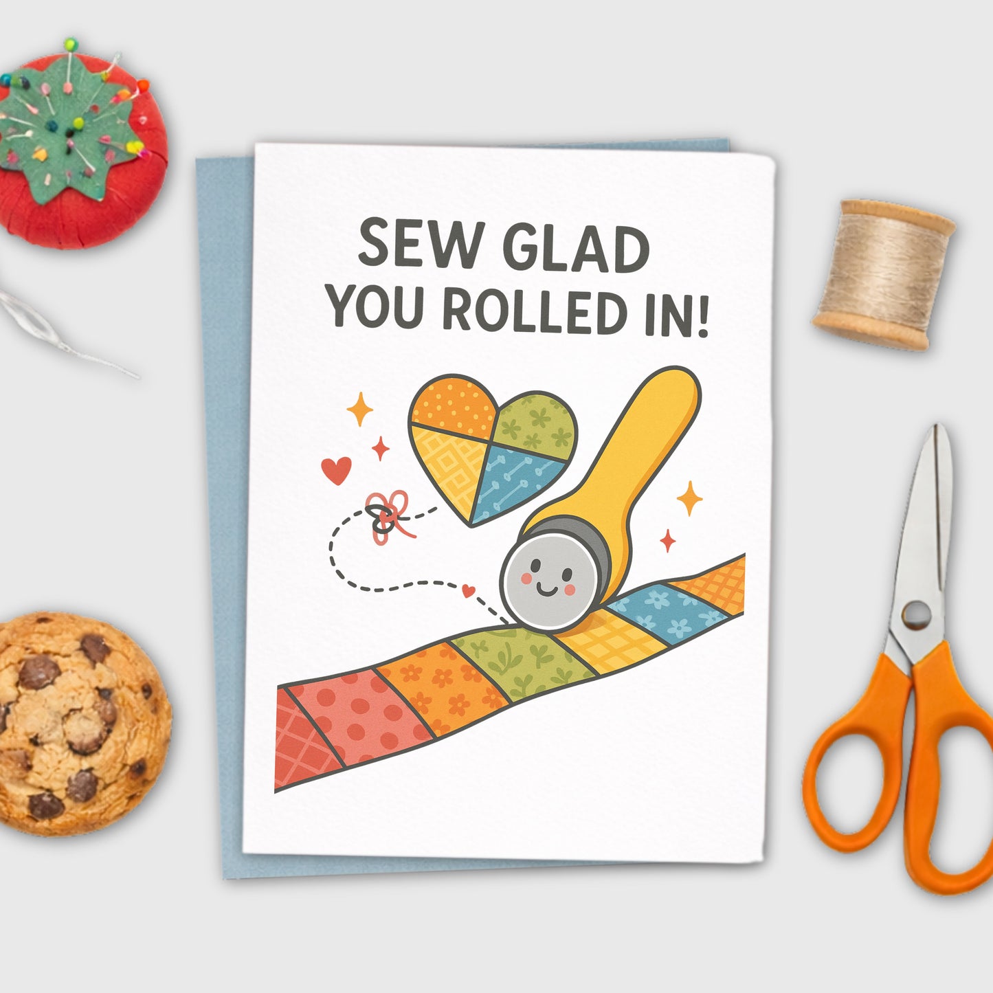 Sew Glad You Rolled In – Quilting Bee Card for Quilting Bees and Sewing Circles