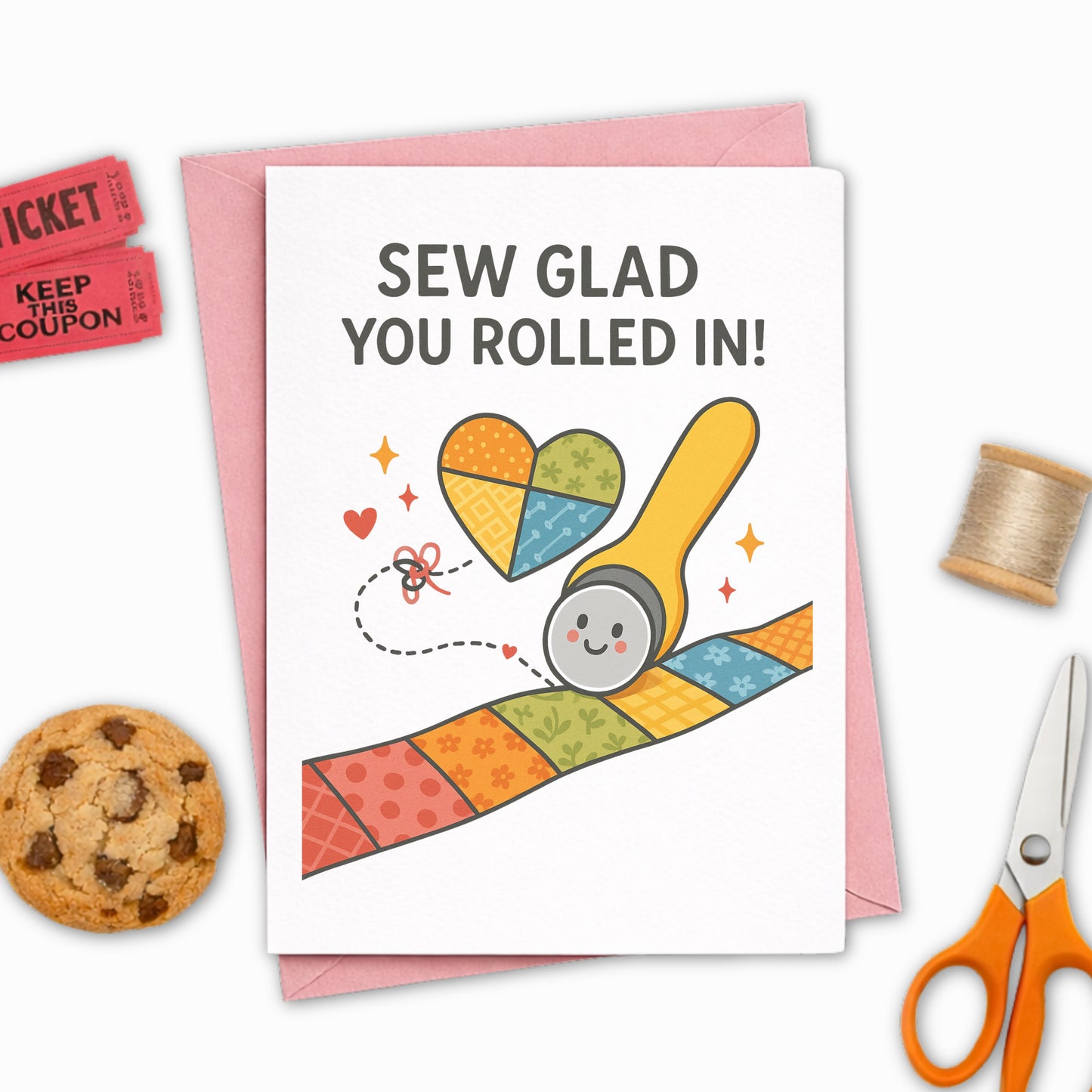 Sew Glad You Rolled In – Quilting Bee Card for Quilting Bees and Sewing Circles
