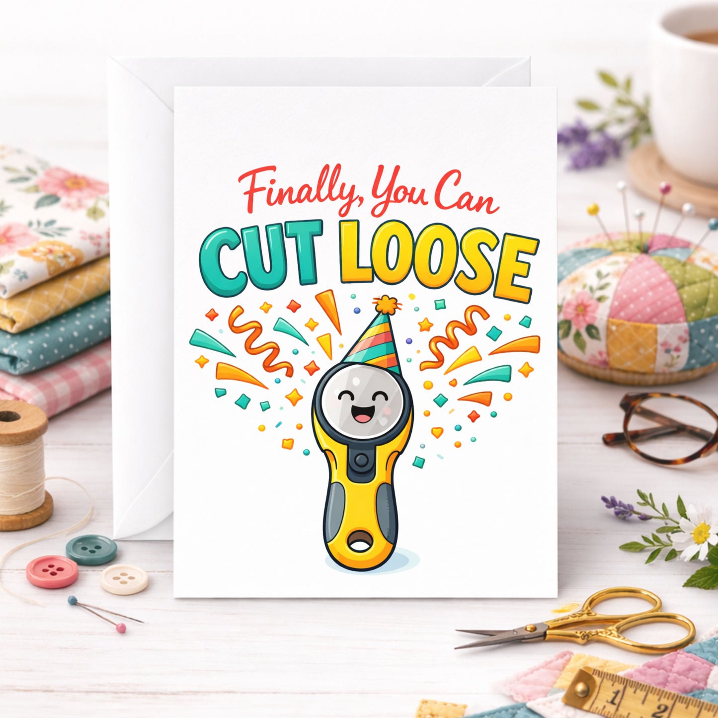 Cut Loose Retirement Greeting Card for Quilters