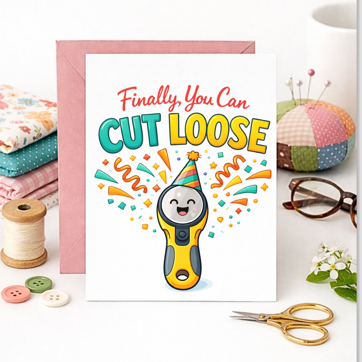 Cut Loose Retirement Greeting Card for Quilters