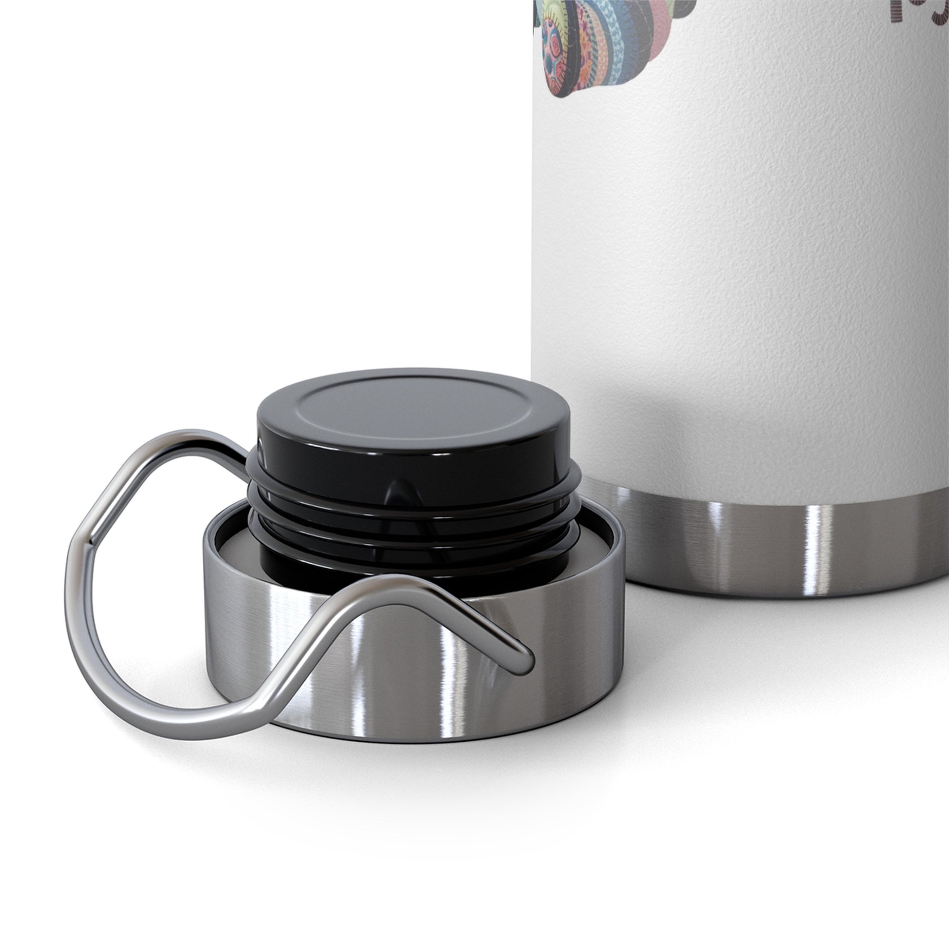 A funny quilting-inspired Insulated Bottle with the phrase Quilters Piece Things Together with a patchwork panda design . The panda is made of colorful fabric scraps stitched together, creating a whimsical and crafty appearance. Perfect for quilting enthusiasts with a sense of humor.