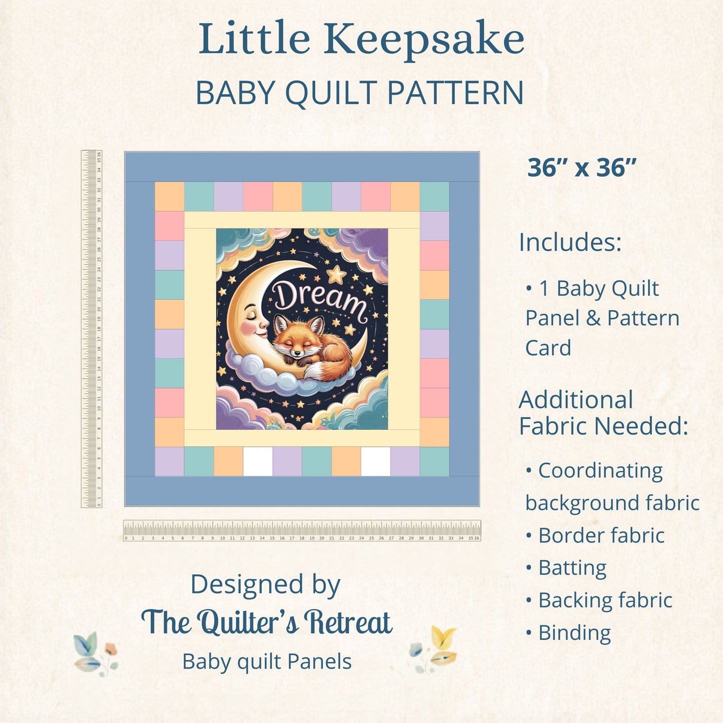 Dream Little Fox Baby Fabric Panel + Baby Quilt Pattern