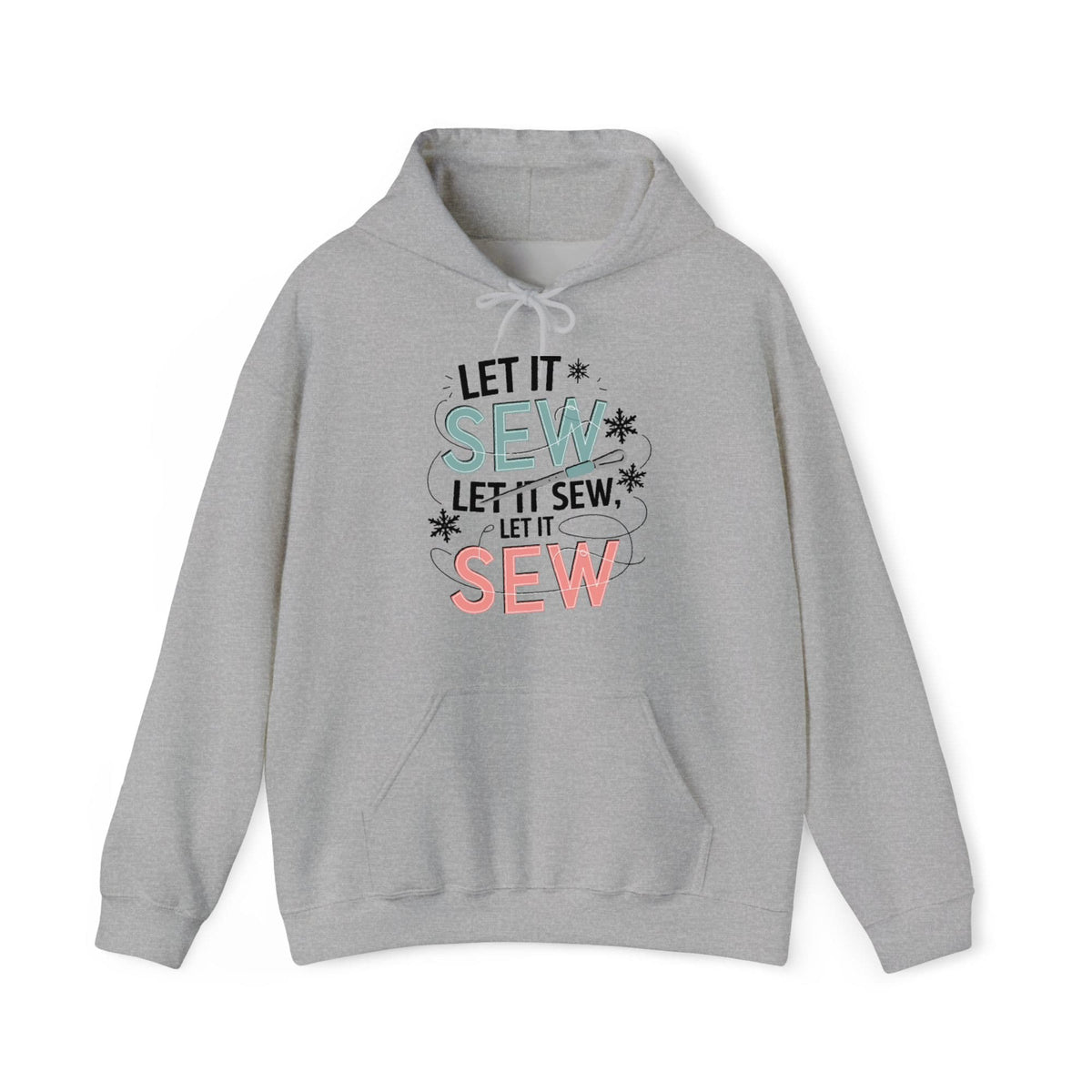 Quilter Gift: A Sport Grey Hoodie with bold 'Let it Sew' text with needle and thread in a modern style