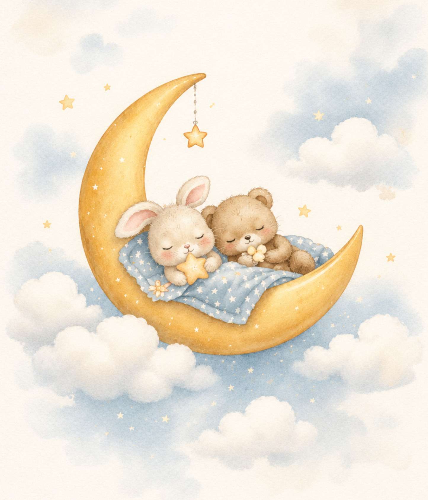 Moonlit Bunny & Bear Baby Quilt Panel + Pattern