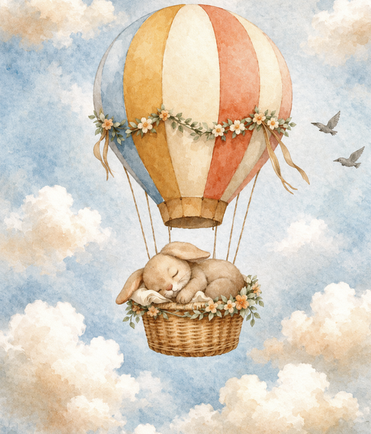 Sleepy Bunny Balloon Baby Quilt Panel + Pattern