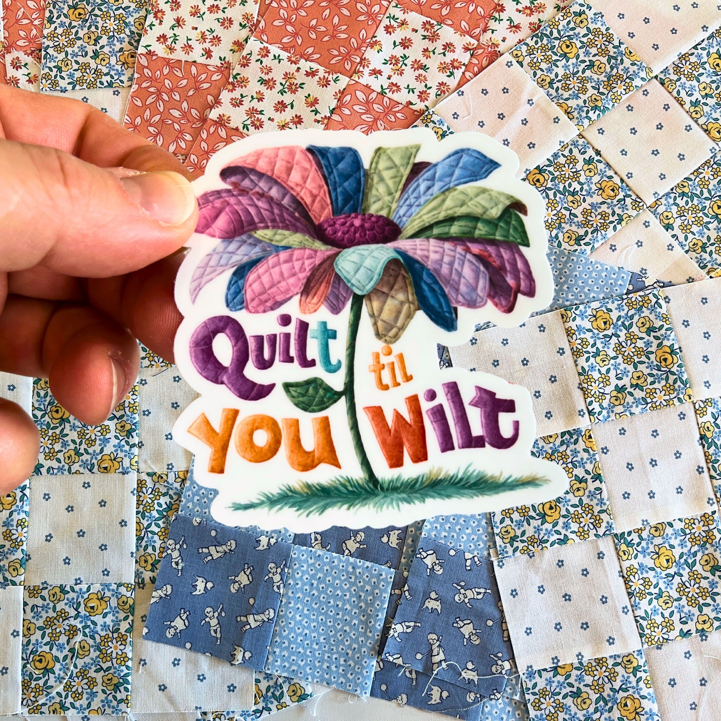 Quilt ‘Til You Wilt Sticker – Fun Quilting Vinyl Sticker for Laptops, Water Bottles & More