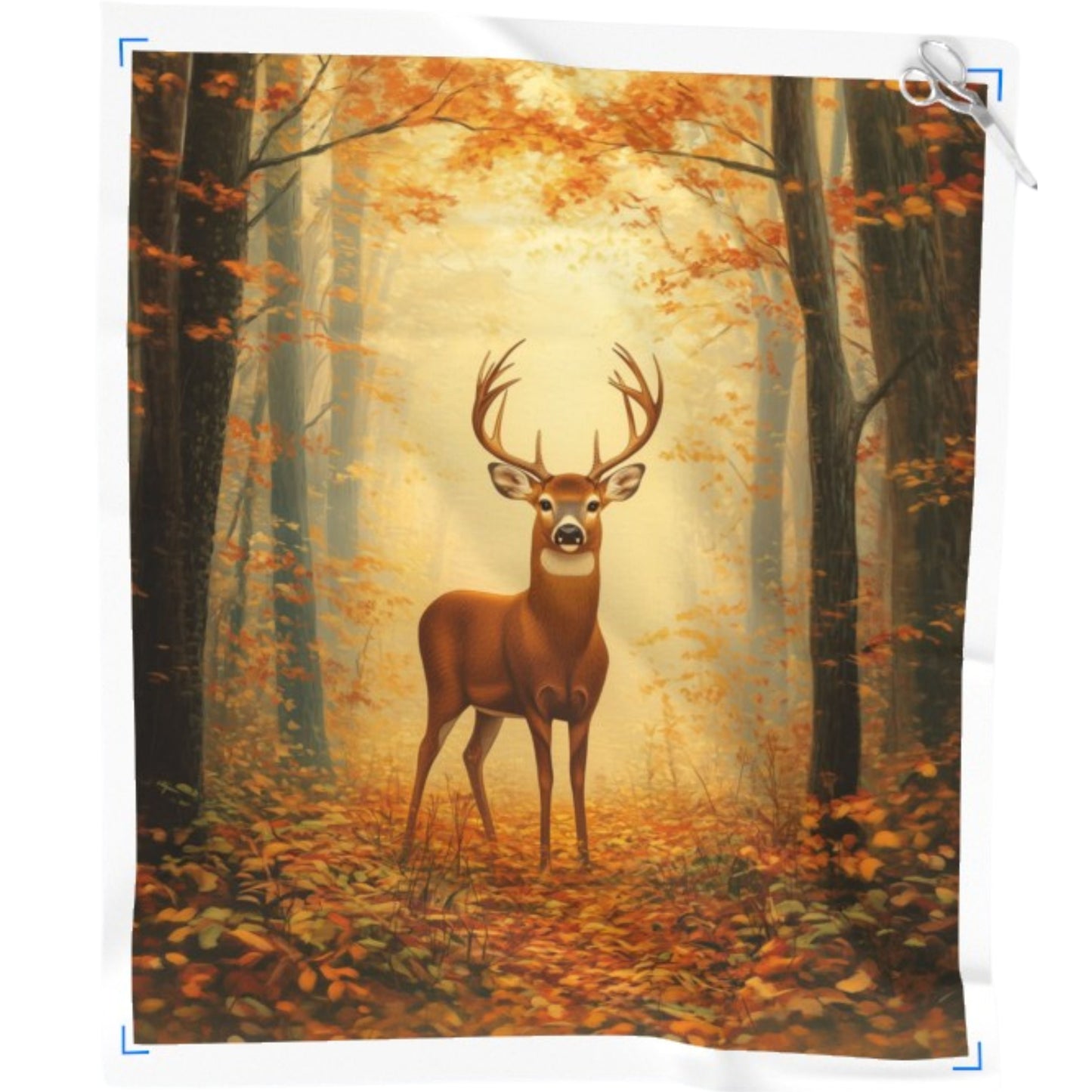 Autumn Deer Quilt Panel – Whimsical Fall Forest Design | 100% Cotton | 36" x 42"